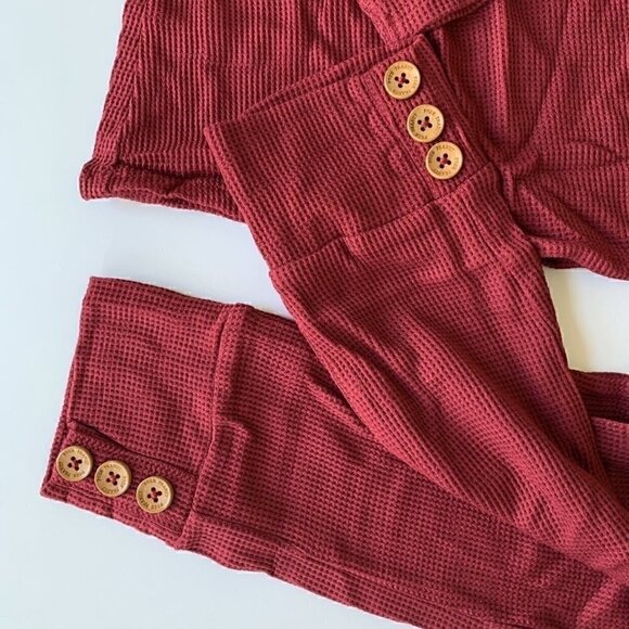 NWT Posh Peanut Girl Bordeaux Waffle Thermal Top And Leggings Set 12 Years - Picture 11 of 11